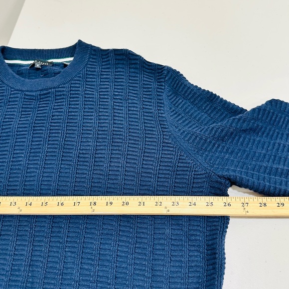 Ted‎ Baker London Mens Crewneck Sweater Size XL Blue Pullover Textured Knit - Picture 6 of 8